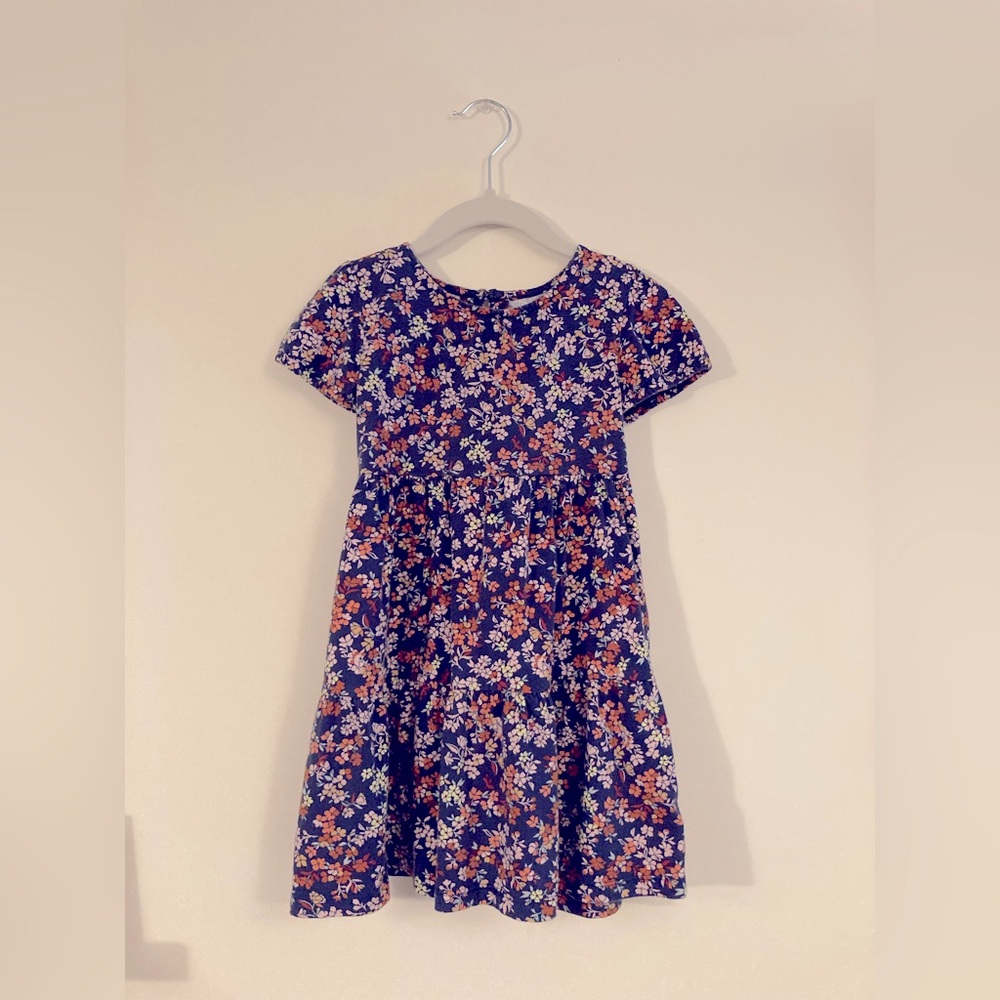 Carter’s Dark Floral Kids Dress - Navy Blue with Colourful Flowers 5T Cotton